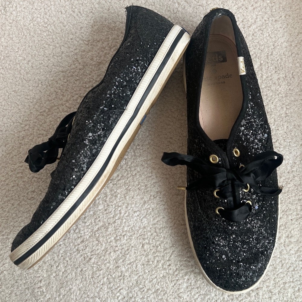 Kate Spade x Keds Glitter Sneakers in Black Size 8
